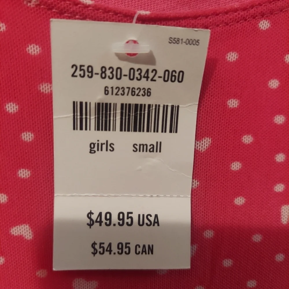 Abercrombie & Fitch Girls Small NWT Coral Mini Dress with White Heart Detail